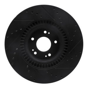 Genesis G80 Brake Rotor (1) - Front Left - R1 Concepts - Drilled & Slotted - Black - `11-`17